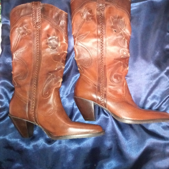 Wemen brown leather cowboy boots - Picture 2 of 2